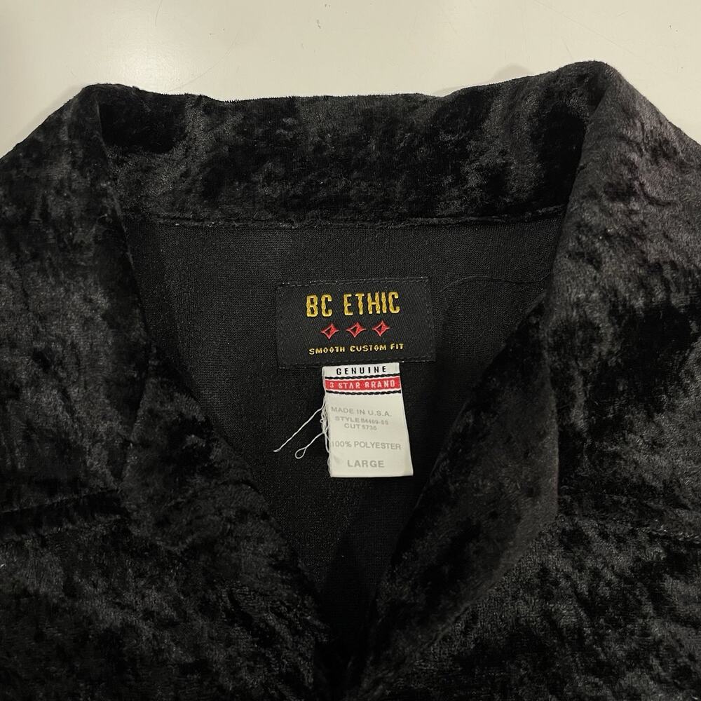 VTG BC Ethic Camp Shirt Men’s Large Black Retro Poker Lounge Dice Button Bowling